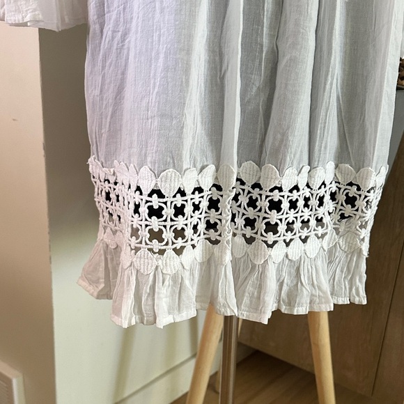 White Crochet Trim Cover-Up Tunic Women's Top XL - Picture 4 of 6